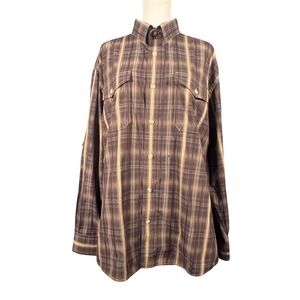 Pacific Trail Mens XL Brown Plaid Long Sleeve Outdoor Button Up Shirt Pockets